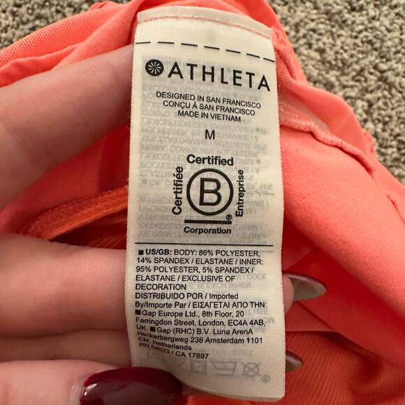 Athleta neon coral orange High Rise Mesh Racer Run 3" shorts size M - Picture 5 of 8